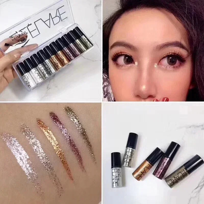 1Pcs Professional Shiny Liquid Eye shadow Eyeliner Cosmetics for Women Pigment Silver Rose Gold Color Glitter Cheap Makeup