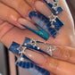 42PCS 3D Star Nail Charms and Gems Silver Rhinestones for Nails Y2K Nail Jewels for Nail Art
