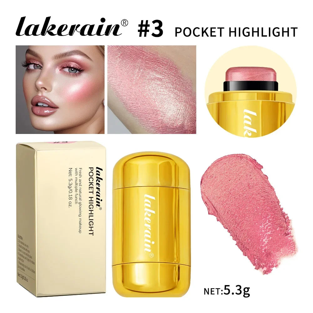 Makeup Highlight Bronzer Stick Shimmer Champagne Brown Shine Highlighter Cream Face Body Brighten Glitter Natural Contour Blush