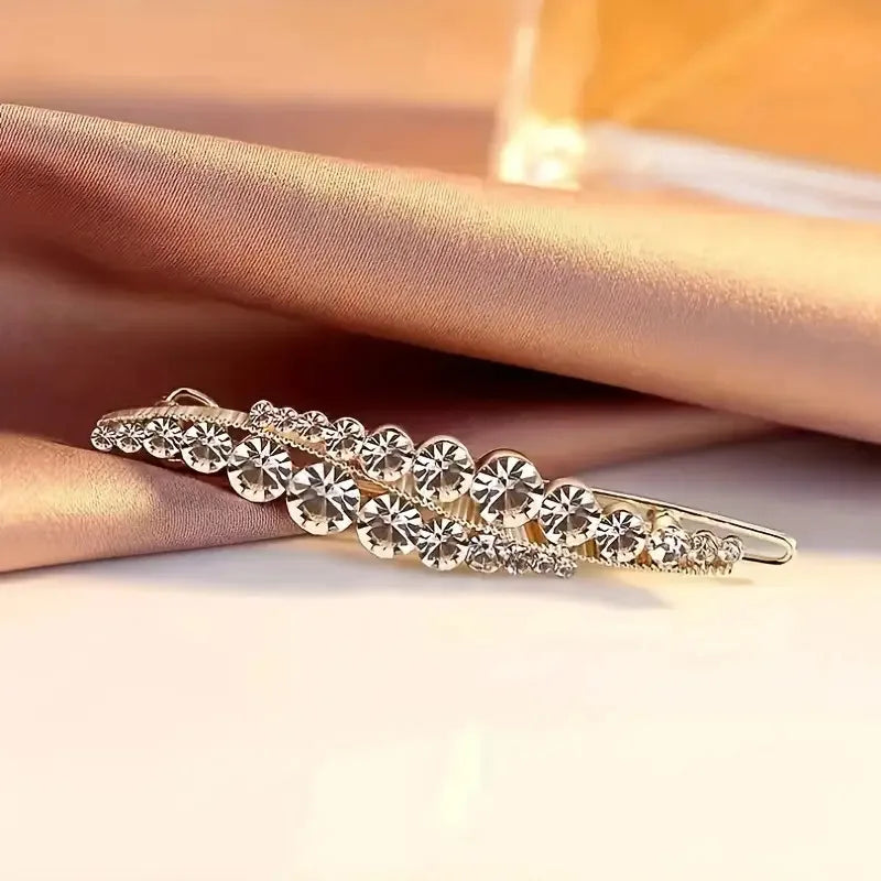 2pcs Elegant Leaf Design Hair Clips – Faux Pearl & Rhinestone Barrettes, Golden-Tone Alloy Hair Accessories for Women,