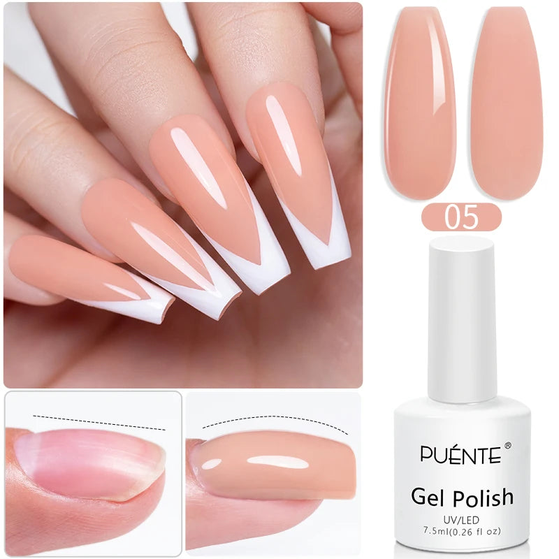 PUENTE Pearl Color Builder Nail Gel Polish Hema Free Shell Thread Glitter Nail Extension Semi-Permanent Construction Gel Varnish