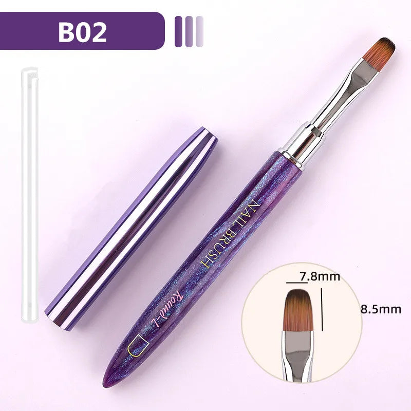 1PC Gel Brush Oval & Flat UV Gel Nail Art Brush Professional Design Brushes Salon Home DIY Manicure