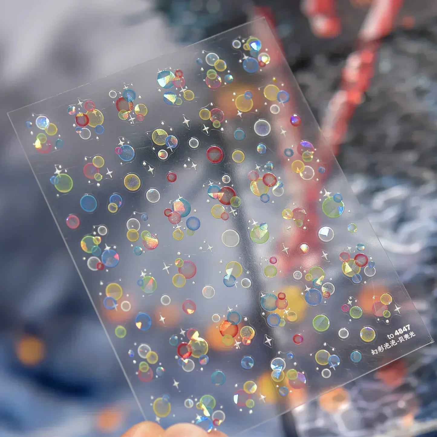 Magical Blow Bubbles Goldfish Bunny Rabbit Cat Kitten Shape Shiny Dreamy Bubbles 5D Nail Art Decorations Sticker Manicure Decal