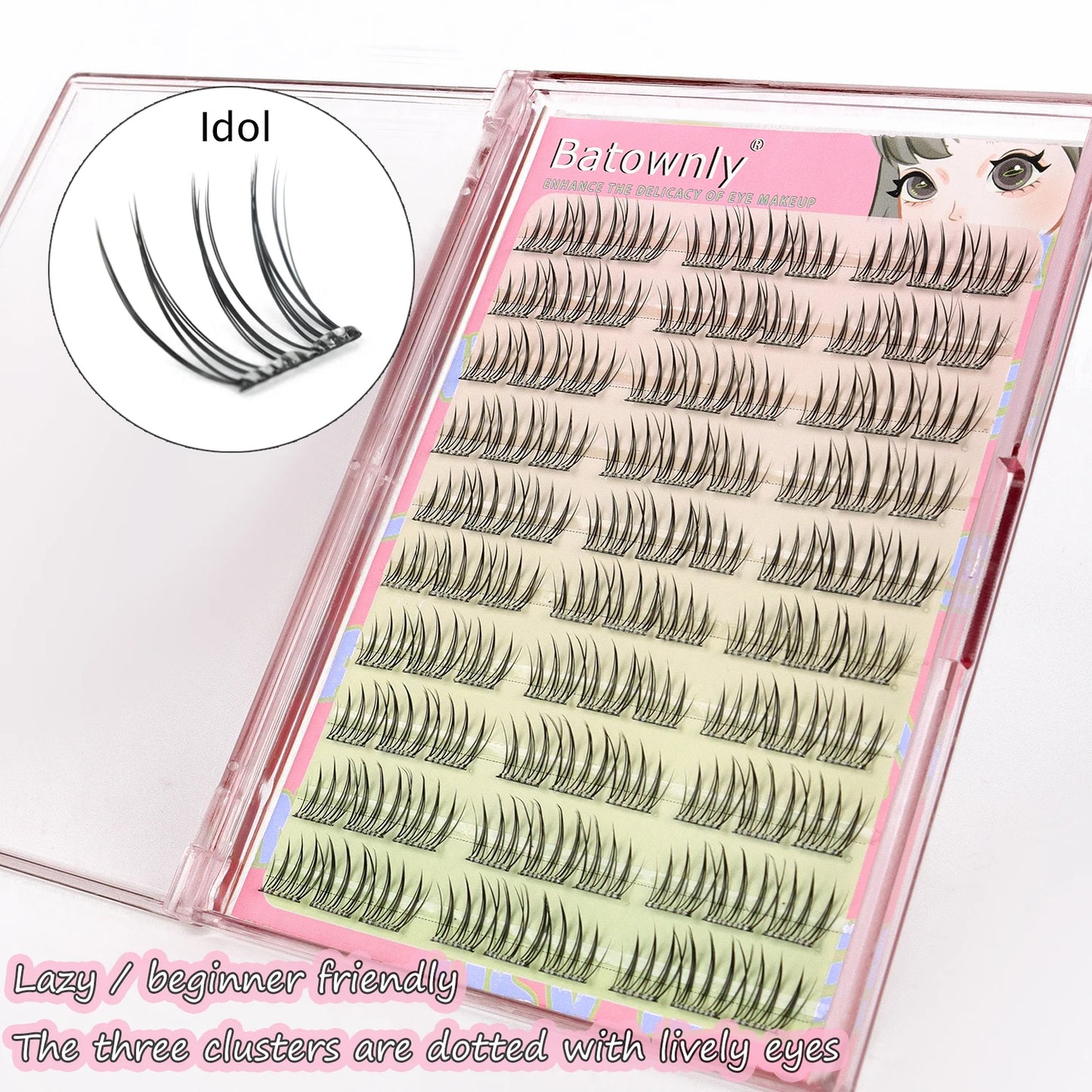 90 Pcs Self-adhesive Eyelash Cluster Idol Single Cluster DIY Girl Group Natural Trilogy Cartoon Glue-Free False Eyelashes