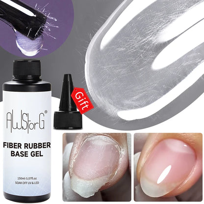 AWStorG 150ml Fiber Rubber Base Nail Repair Fix Crack Gel For Broken Nails Quick Building Construction Semi-permanent Varnish