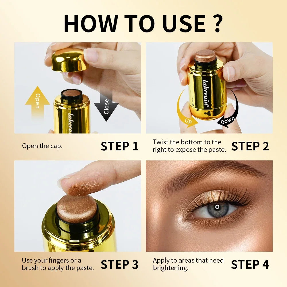 Makeup Highlight Bronzer Stick Shimmer Champagne Brown Shine Highlighter Cream Face Body Brighten Glitter Natural Contour Blush