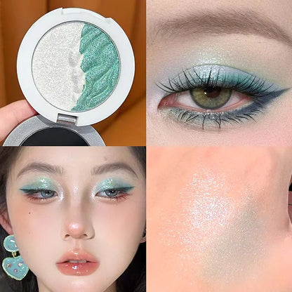 3 Colors Two-tone Glittering highlighter Pressed Powder Pearlescent Smooth Delicate High-Gloss, Soft Mashed Potatoesand Texture