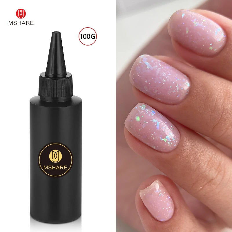 MSHARE Milk Milky Pink Rubber Base Coat Color Nail Gel Polish Semi Transparent French Camouflage Soak off UV LED Varnish 100ml
