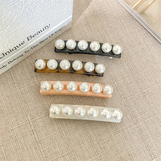 Elegant Acetate Hair Clip Imitation Pearl French Style Barrettes Hairgrip Daily Headwear Women Hair Accessories