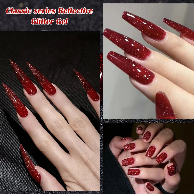 5-Color Glitter Gel Nail Polish Ultra Shiny, Sparkling, and Glowing Effect, Durable, Perfect for Salon & Nail Art, DIY Manicure