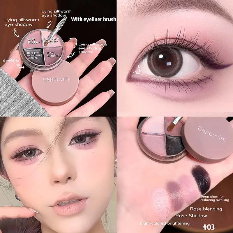 Cappuvini Matte Eyeliner Cream Long-Lasting Waterproof Sweatproof Smudge-Proof Natural Shaping Highlight Brightening Chinese Cos