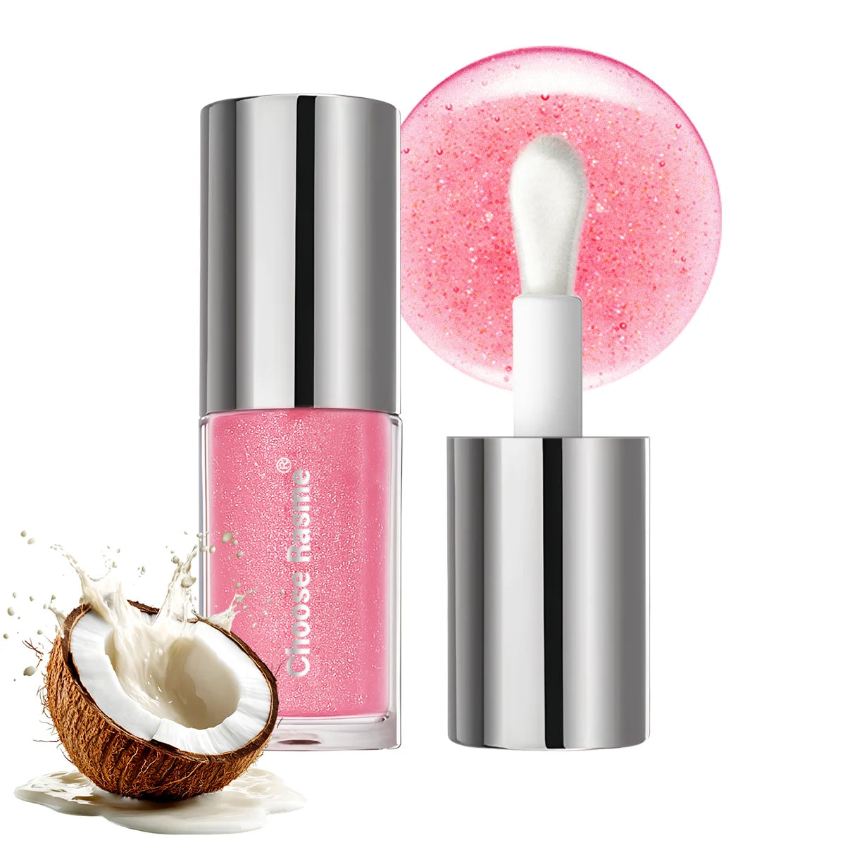 Coconut Flavored Lip Gloss Large Brush Head Mirror Pearl Moisturizing Fine Shimmering Transparent Water Gloss Lipstick