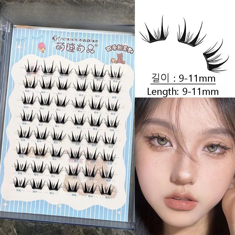 Ultra-thin Noglue Lashes Zero-touch False Eyelashes Natural Eyelash Clusters Lashes with Eyelash Glue Self Adhesive Eyelashes