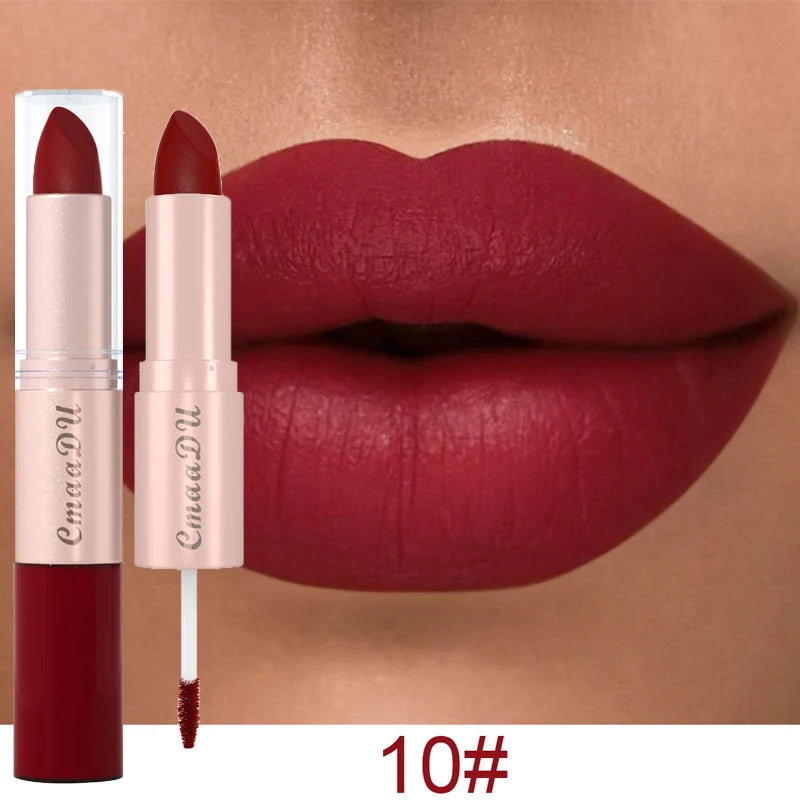 1/3Pcs Double Head Matte Lipstick Sexy Red Lip Gloss Set 2 in 1 Matte Lip Stick Non-stick Cup Lasting Waterproof Makeup Beauty