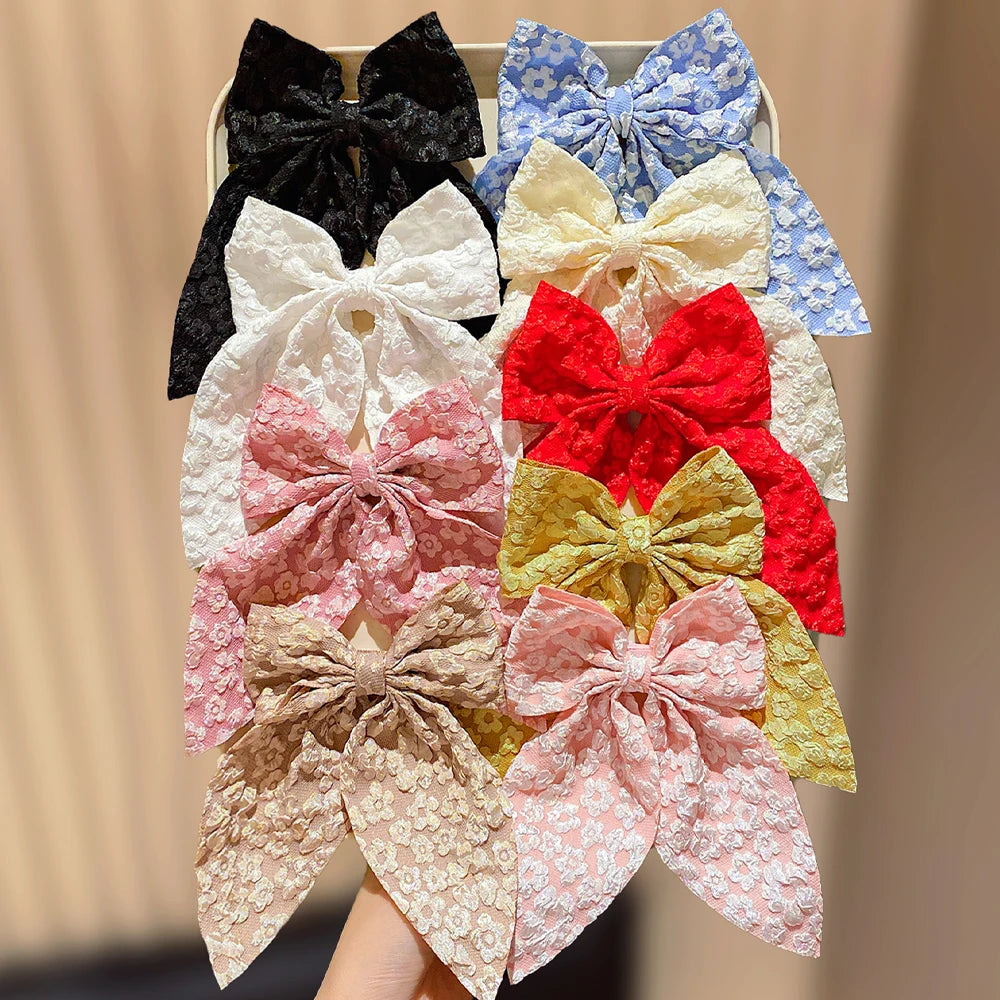 9pcs Women's Sweet Butterfly Knot Hair Clips with Flower Print Decorations Perfect Fashionable Gift for Daily Outfits And Photog