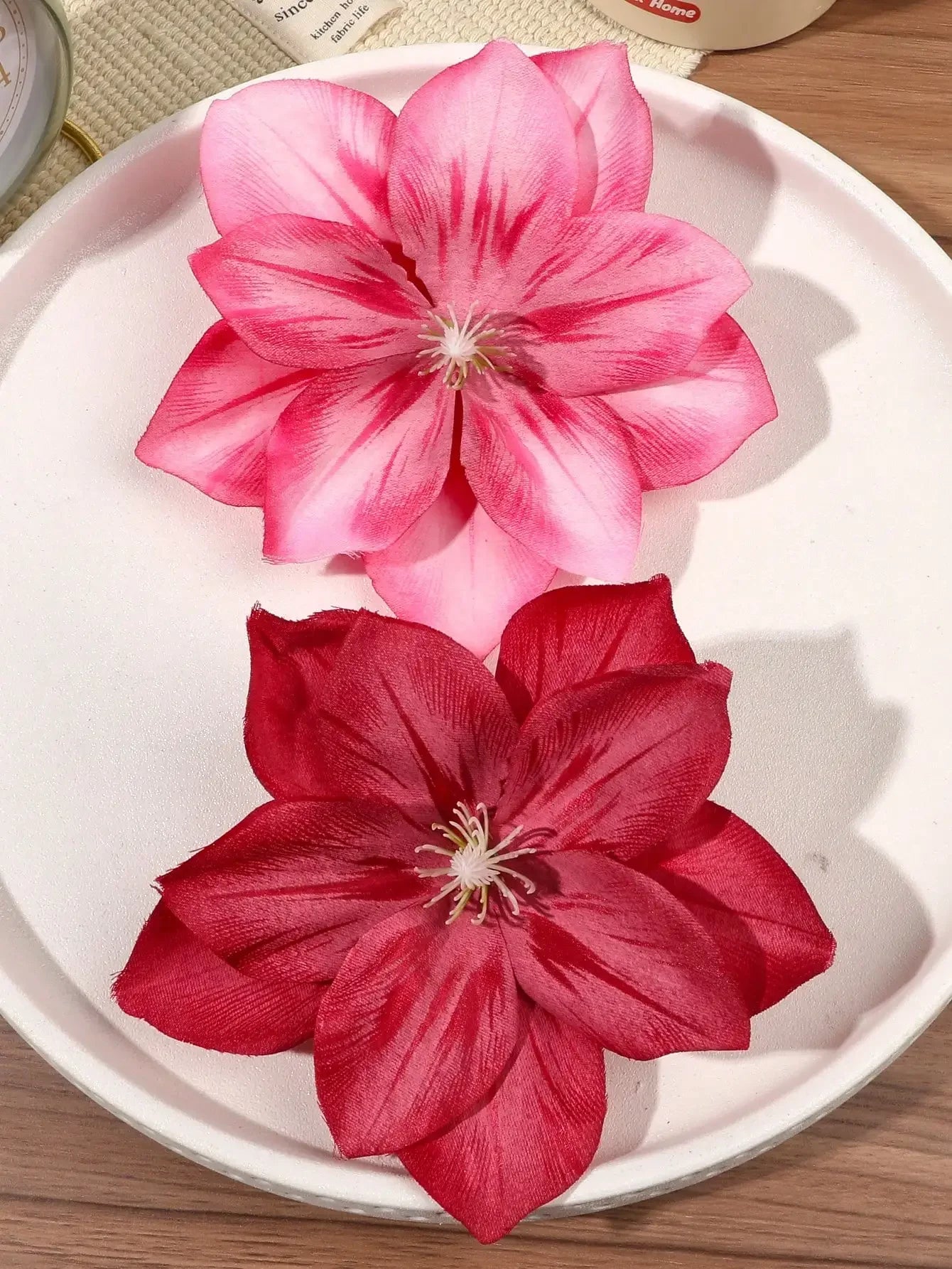 2pcs Boho Style Oversized Faux Flower Hair Clip Set, Elegant Beach Side-Bang Decor Headpieces Claw Clips Hair Claws Hair Barrettes, School Stuff, Pink Hair Clips, Vacation Outfits Woman, Girly, Hair Accessories, Valentines Ac