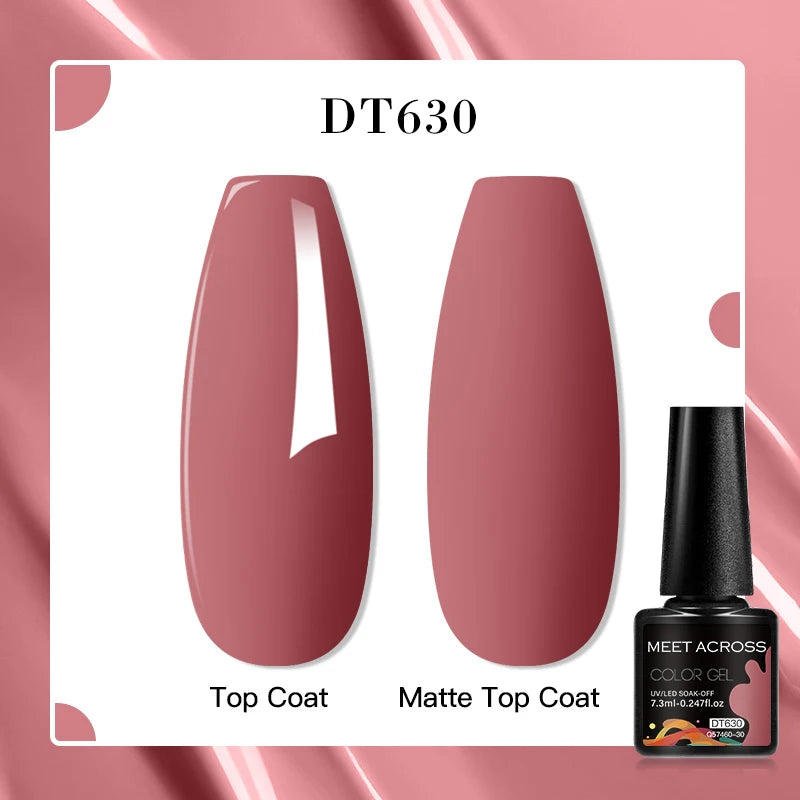 MEET ACROSS 160 Colors 7.3ml Gel Nail Polish Vernis Glitter Sparkly Semi Permanent Soak Off LED UV Gel Varnish Nail Art Manicure