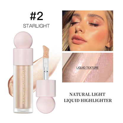 4 Colors Liquid Highlighter Brighten Skin Tone Highlighter Lightweight High Glossy Finish Natural Glow Liquid Luminizer Makeup