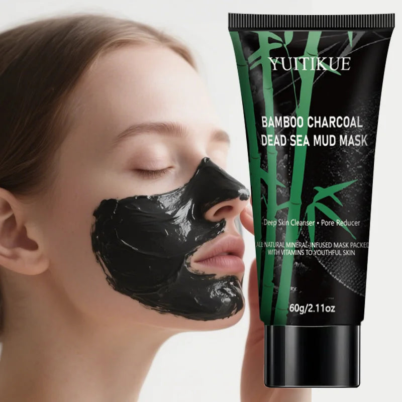 Bamboo charcoal Dead Sea mud mask, deeply cleanses pores, tightens pores, all-natural mineral-infused mask, rich in vitamins