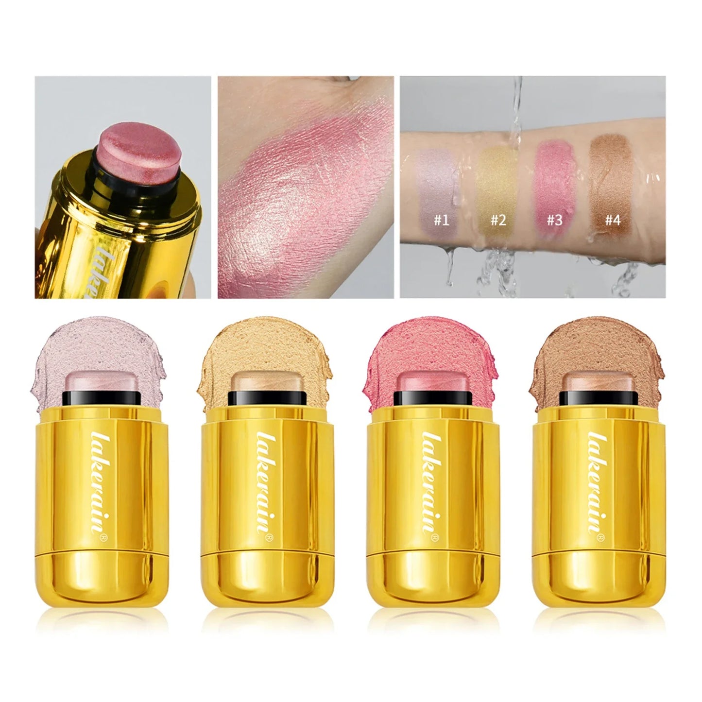 Makeup Highlight Bronzer Stick Shimmer Champagne Brown Shine Highlighter Cream Face Body Brighten Glitter Natural Contour Blush