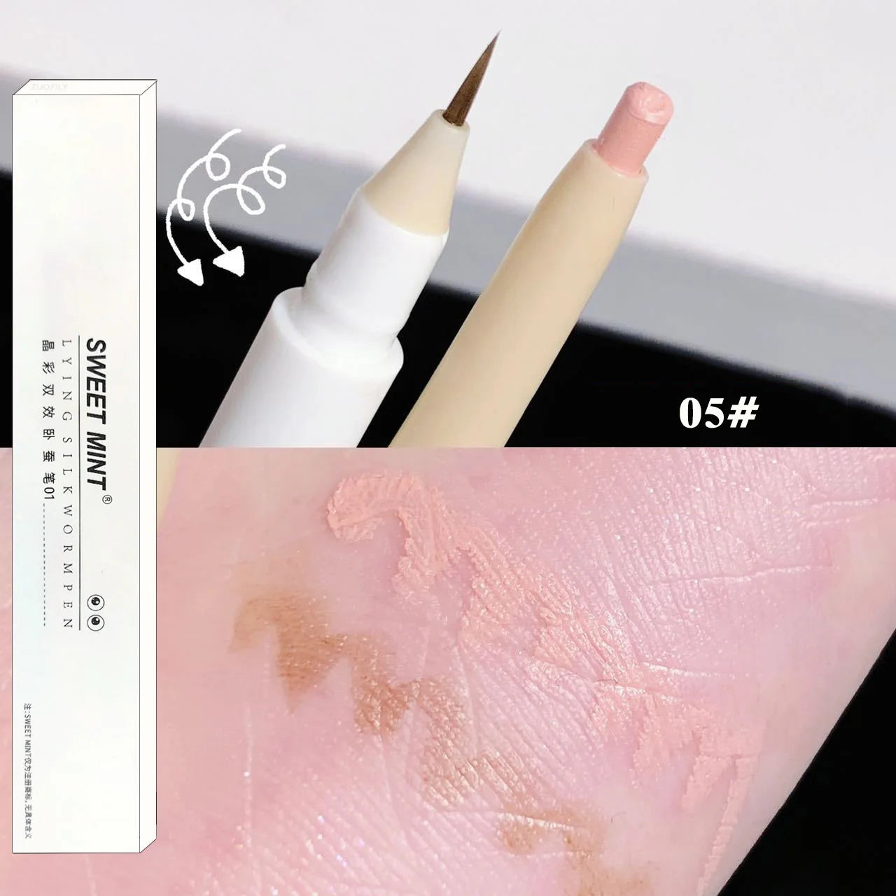 2 In 1 Liquid Eye Liner Shadow Pen Ultra Glitter Eyeliner Pencil Lasting Korean Eyes Makeup High Gloss Pigment Silkworm Gel Pen