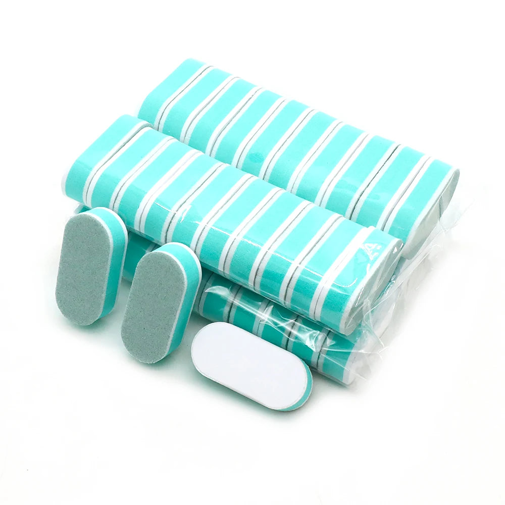 20/40/100pcs Mini Oval Nail Buffer Block File 600/3000 Grit Double-Sided Sanding Buffering Polishing Manicure Tools Sponge Files