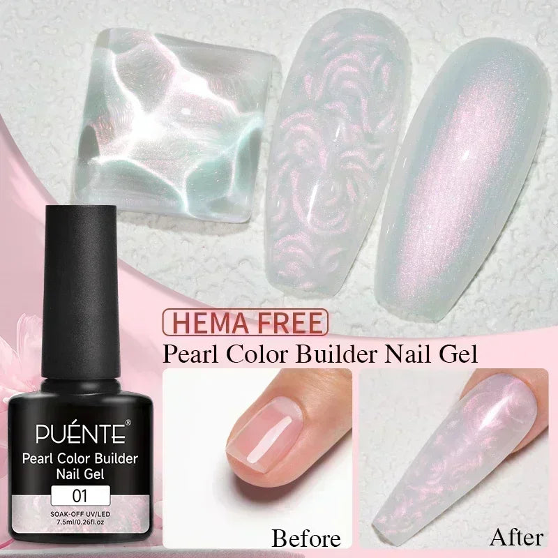PUENTE 7.5ML Golden Gems Cat Magnetic Gel Nail Polish Pink Brown Blue Colors Golden Glitter Cat Eye Soak Off UV Nail Art Varnish