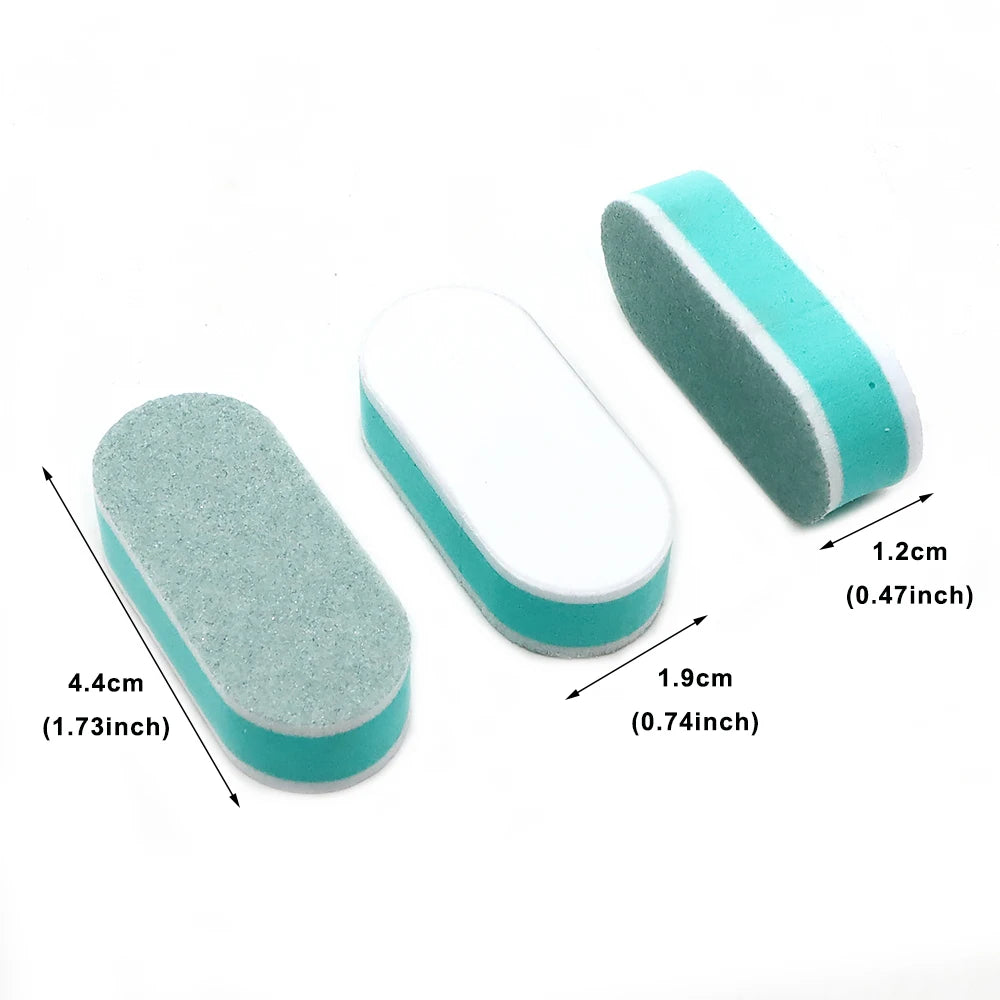 20/40/100pcs Mini Oval Nail Buffer Block File 600/3000 Grit Double-Sided Sanding Buffering Polishing Manicure Tools Sponge Files