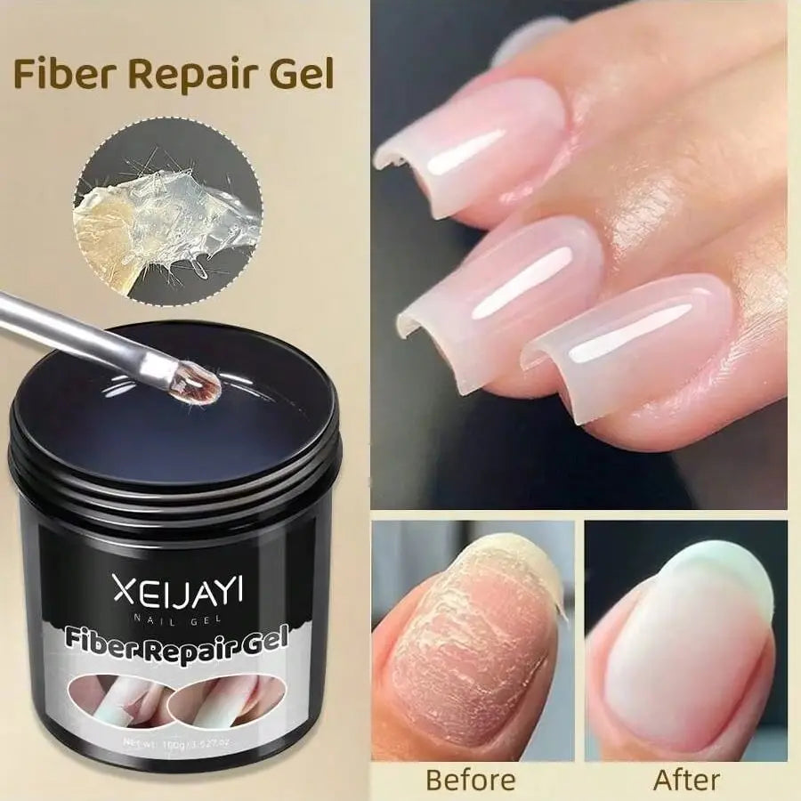 XEIJAYI 1Pc 100g Fiber Nail Repair Gel For Broken Nails, Transparent Nail repair Gel, Gel Nail Strengthener For Thin Nails