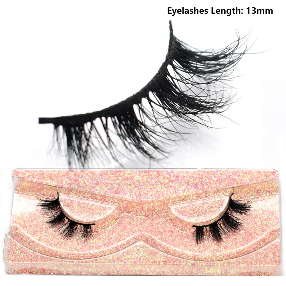Half Eye Lashes Natural 3D Mink Short False Eyelashes Fluffy Wispy Cross Strip Fake Lashes Soft Half Eyelashes Extension Makeup