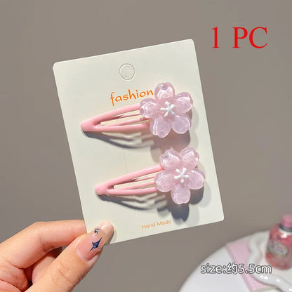 Sweet Jelly Cherry Blossom Hair Clip Headwear Cute Girls BB Clip Y2K Side Bangs Clip Hair Accessories Fresh Flowers Hairpins