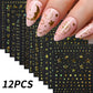 12Pcs 3D Gold Sliver Stars Nail Stickers Bronzing Starlight Nail Art Decals Self Adhesive Slider Decals DIY Nail Tips Decoration