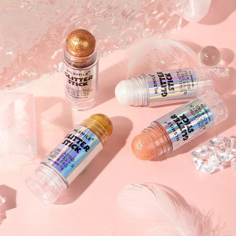 3D Highlighter Bar Shimmer Glitter Stick Long-Lasting Face Contour Bronzer Cream Body Makeup Brightening Cosmetic Stick co:02