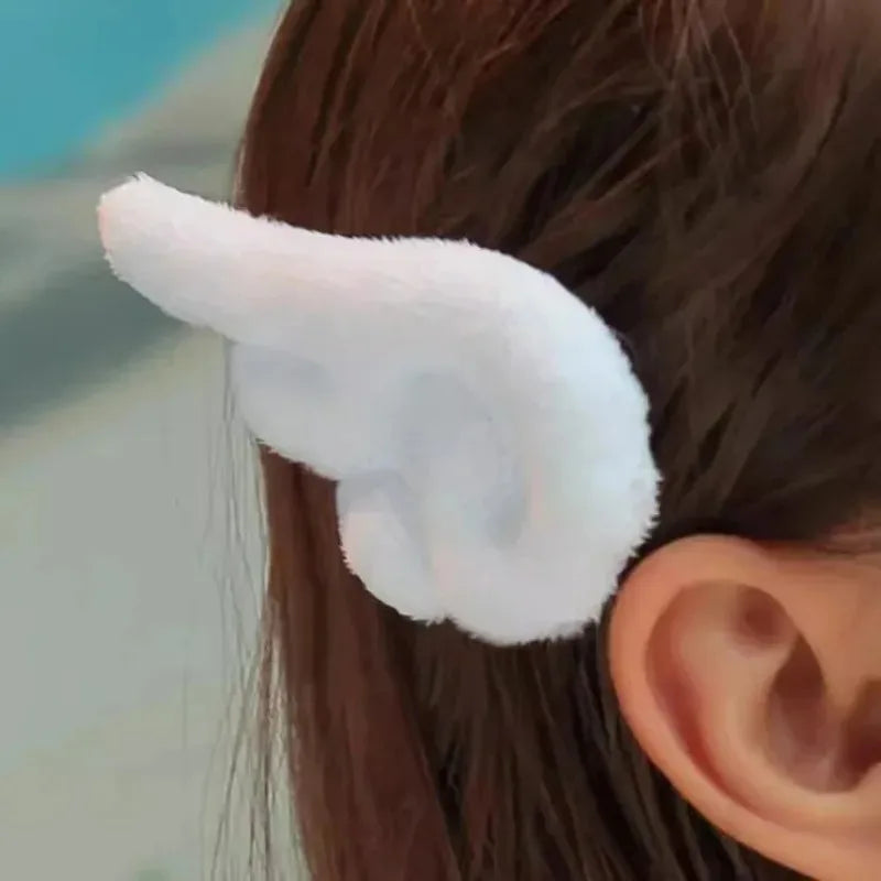 Y2K Sweet Cute Angel Wing Plush Hairpins Korean Girls Hair Clip Accessories Barrettes Hair Clips Headdress Headwear Ornaments
