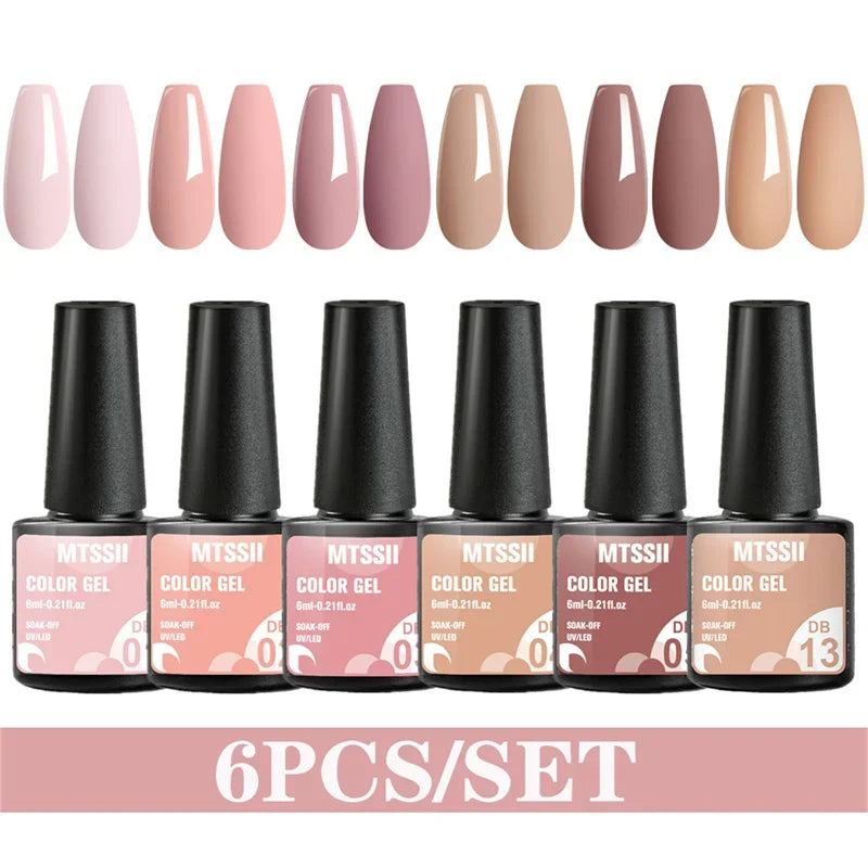 MTSSII 6PCS/Set Sparkly Red Roes Red Gel Nail Polish Shinning Nail Art LED UV Gel Varnish Nail Supplies Manicure Kit for Nails