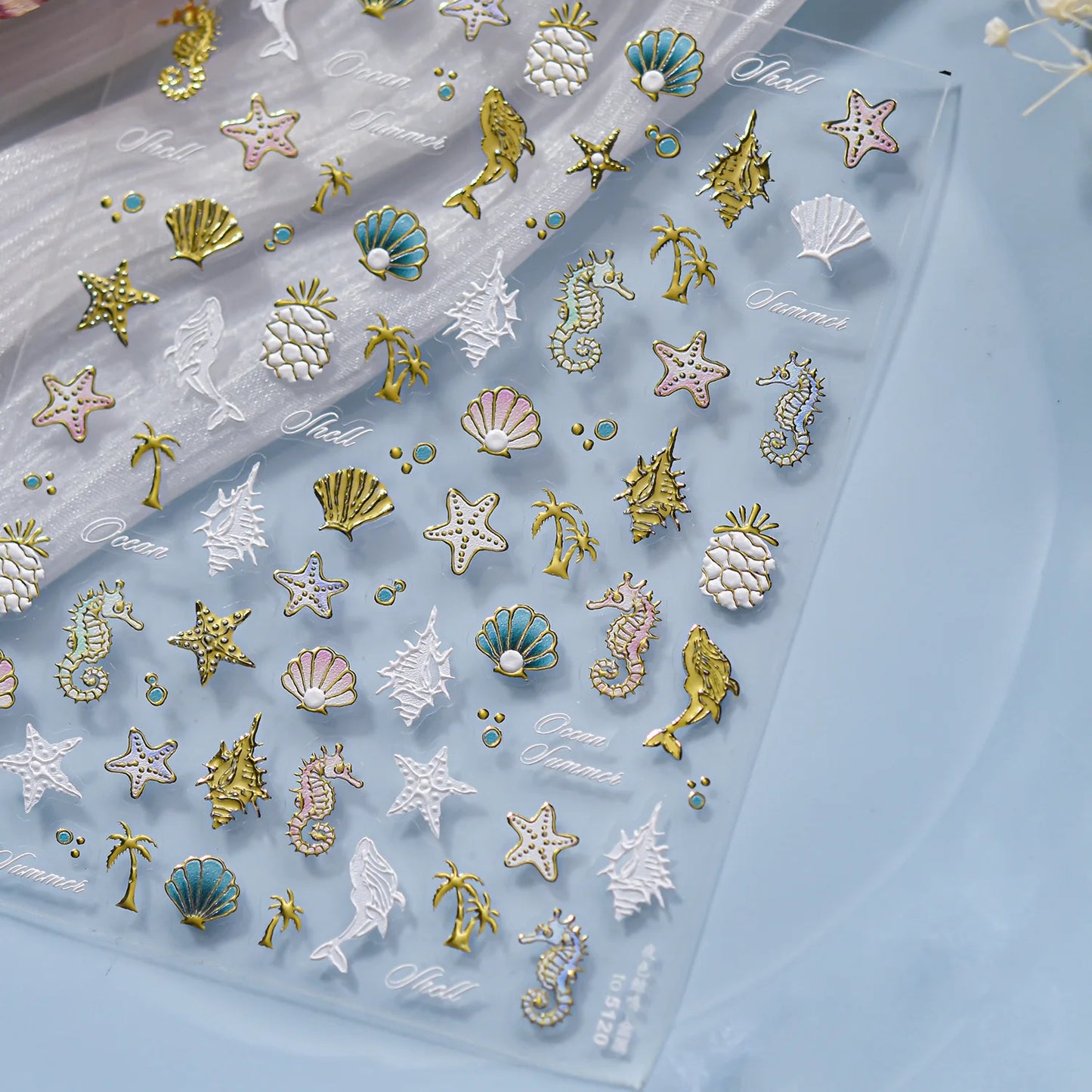 Magical Blow Bubbles Goldfish Bunny Rabbit Cat Kitten Shape Shiny Dreamy Bubbles 5D Nail Art Decorations Sticker Manicure Decal