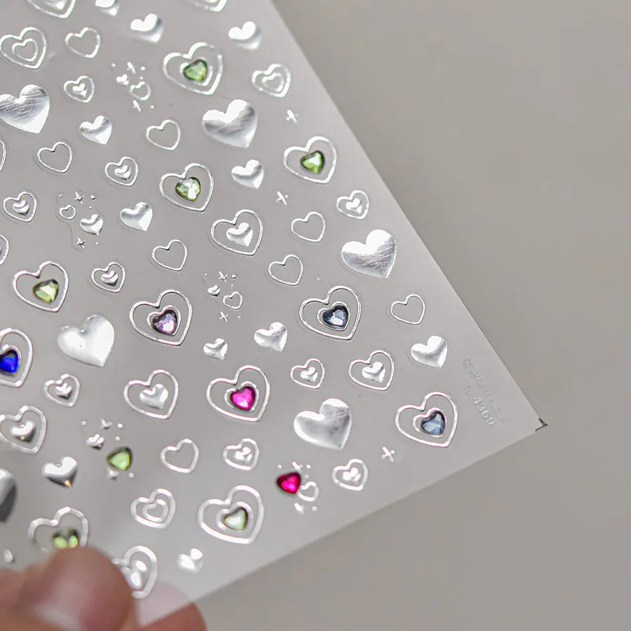 1 piece 5D color crystal star nail stickers high quality love shiny silver hollow smear rainbow flower jelly design nail sticker