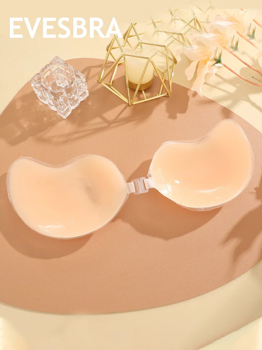 Women Reusable Silicone Bra Sticker Adhesive Invisible Bra Chest Patch Female Mango Patch Pad Strapless Underwear Silicone Bras