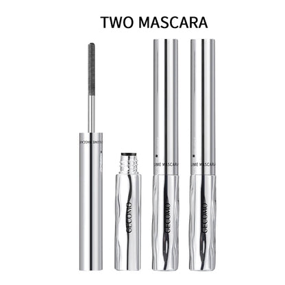 GECOMO Small Silver Tube Eyelash Mascara Brown - 12H Waterproof Long Thick Dense Curly Non-smudging Long-lasting Natural