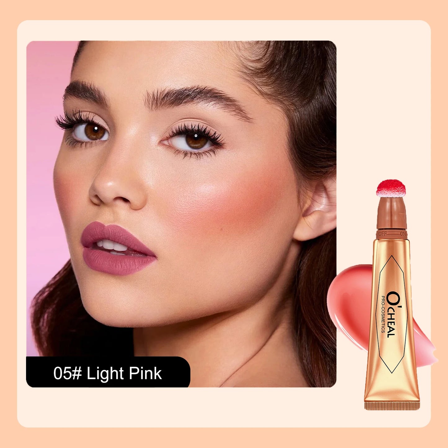 OCHEAL 6-color Face Liquid Blusher Cream Facial Cheek Eye Press Brush Head Highlighter Powder Blusher Contouring Makeup Cosmetic