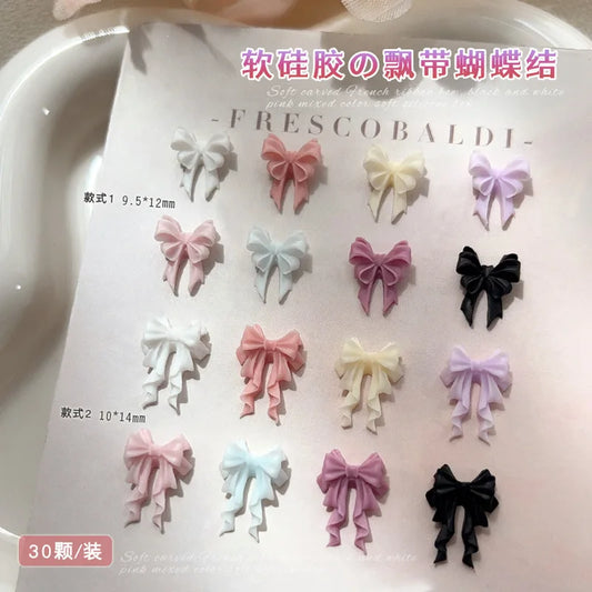 French Ribbons Colorful Resin Cute Bowknot Charm Leopard Print Bow Tie Nail Art Decorations Manicure Tools Accessories Wholesale