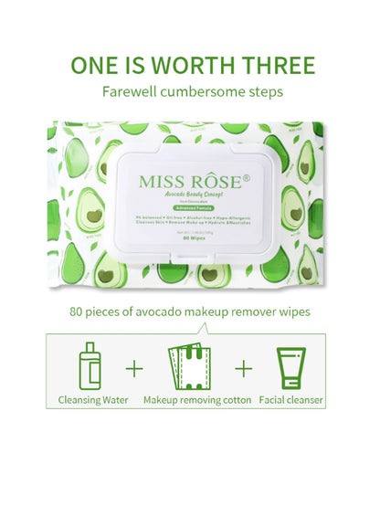 Disposable avocado makeup remover wipes-make up remover,Automatic press box,Pack of 80,Makeup remover,Portable bag