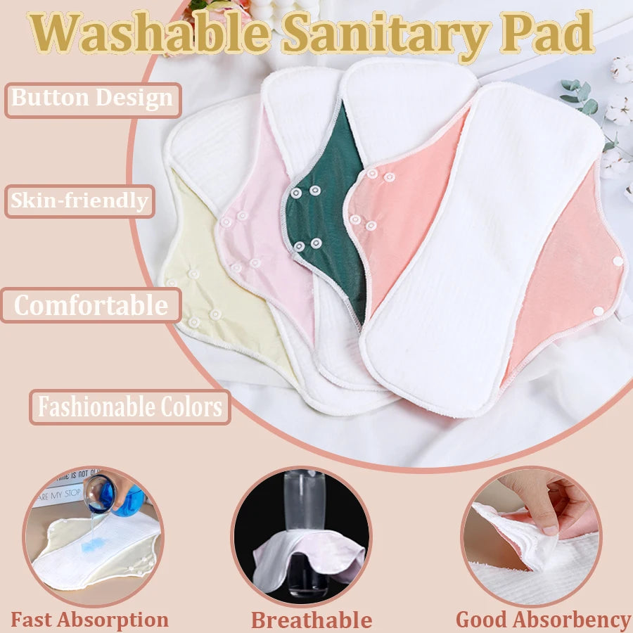 1pc Washable Sanitary Pads for Women, Reusable Menstrual Period Underwear Liners Panty Pads, 3-Layer Absorbent