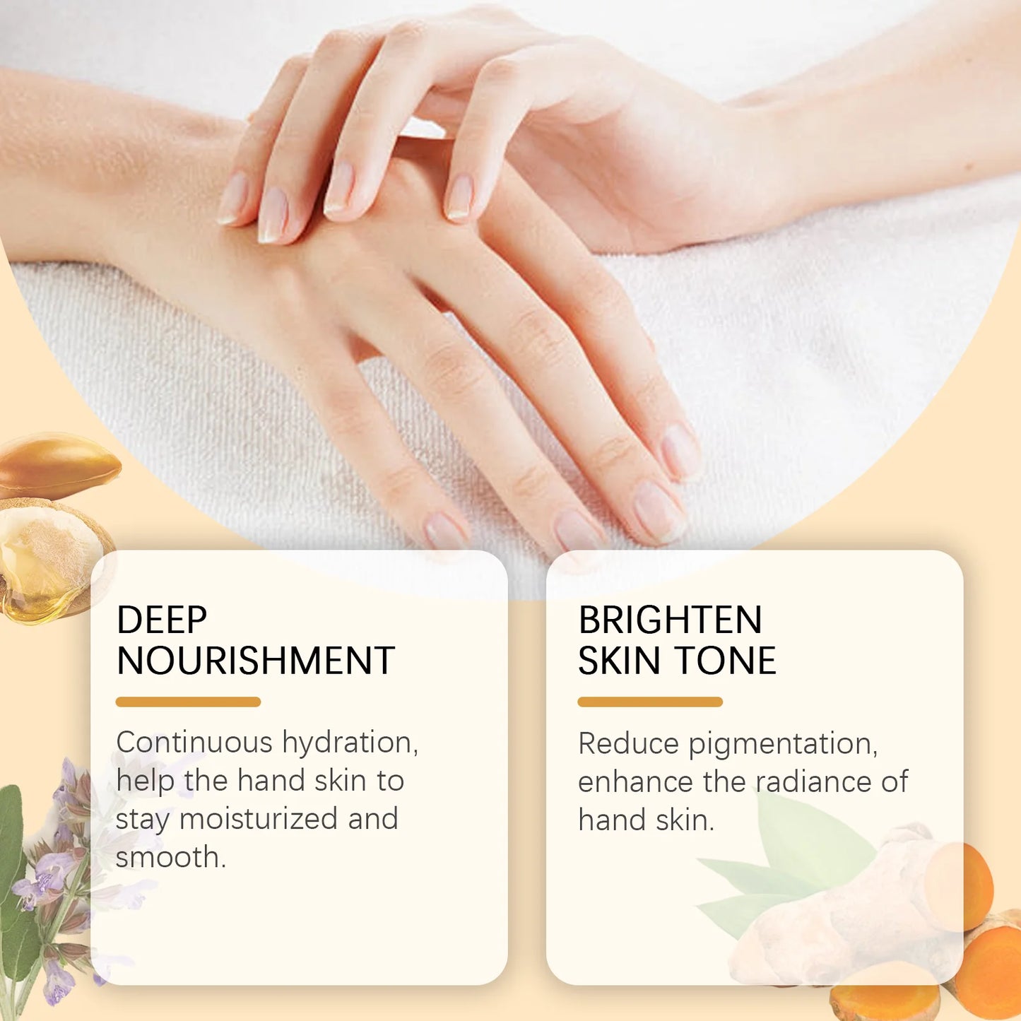 Turmeric & Clove Hand Cream, Moisturizing & Nourishing Hand Care, Hydrating Treatment for Dry Hands