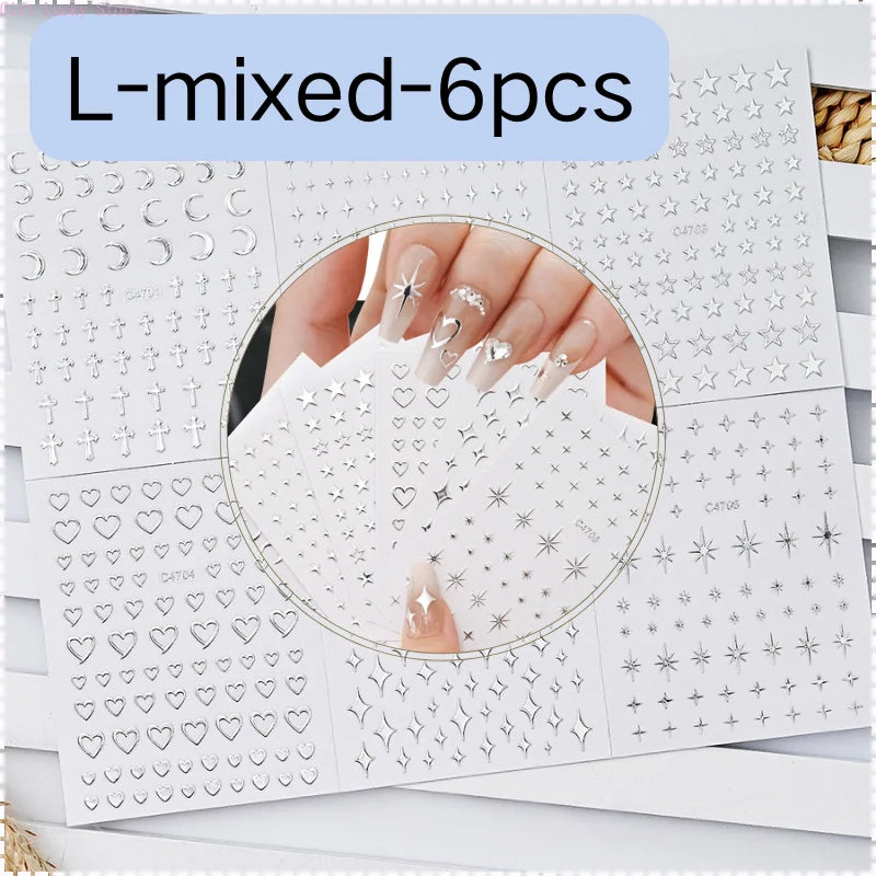 1piece 5D glass fragment nail sticker high quality stained glass window grille design glitter art decoration design nail sticker