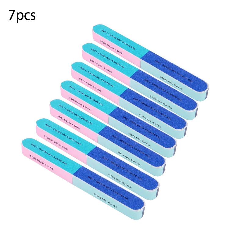 3/5/7/10pcs Nail File Seven Sided Polishing Tools Manicure Pedicure Professional Files Nail Art Sanding Buffer Block Nail Tools