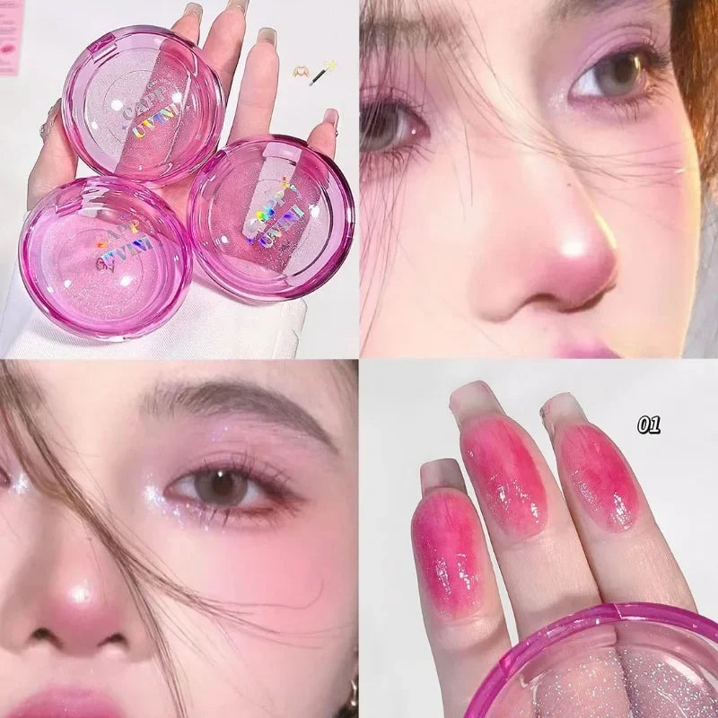 Violet Jelly Blusher Shining Color Changing Blush Face Makeup Glitter Blue Purple Tint Cheek Color Lasting Natural Rouge Cream