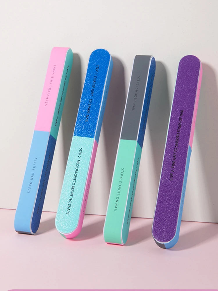 3/5/7/10pcs Nail File Seven Sided Polishing Tools Manicure Pedicure Professional Files Nail Art Sanding Buffer Block Nail Tools