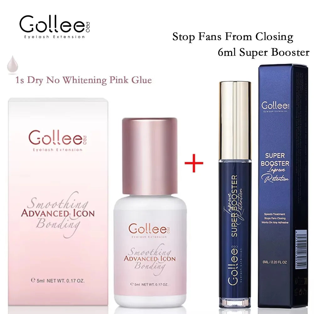 Gollee 1s Fast Dry Glue Lash Bonding Jelly Pink Eyelash Extension Glue Eyelash Adhesive Booster Cuticle Opening Accelerator tool