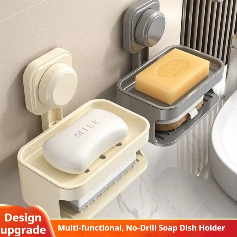 Suction Cup Soap Dish, Wall-Mounted Soap Holder, Storage Rack, No Drilling Required, For Bathroom And Toilet Organization